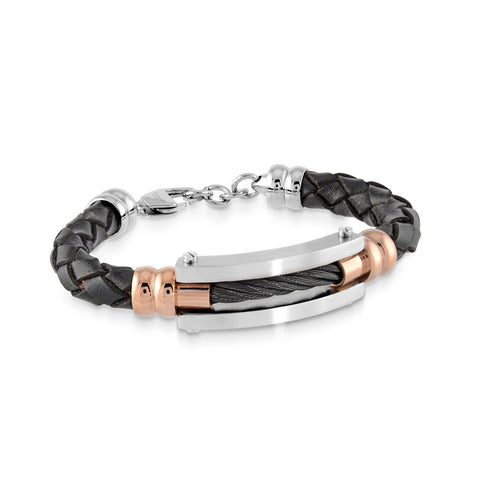 Cable Leather Bracelet - Black