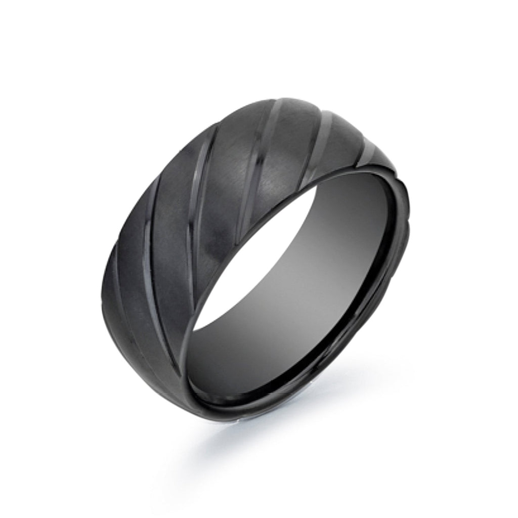 Matte Striped Lined Comfort Fit Ring