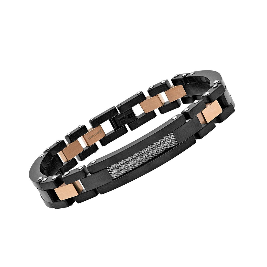 Two Tone Stainless Steel Bracelet- Black Rose/Gold