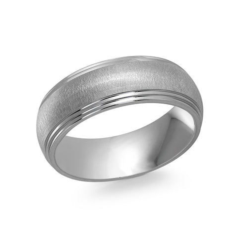 Satin Center + Polished Lined Edges Comfort Fit Ring