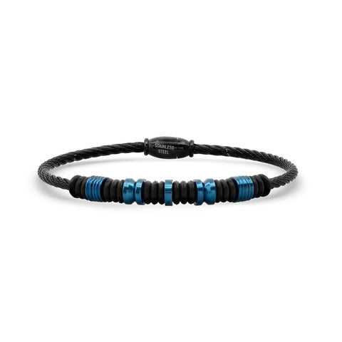 Two Tone Stainless Steel Bracelet- Black/ Blue