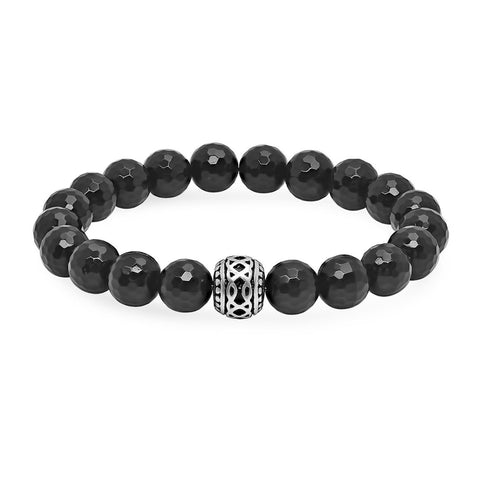 Stainless Steel-Lava Beaded Bracelet- Black